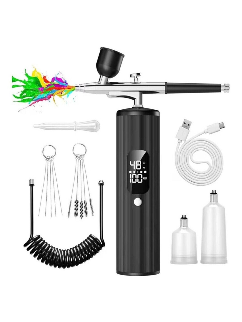 Cordless Airbrush Kit with Compressor (48 PSI) - Makeup/Nails, Paint, Cake - NIB